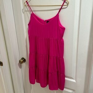 Hot pink spaghetti strap mini dress